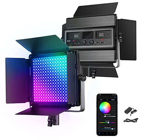 NEEWER RGB1200 60W RGB LED Videoleuchte Panel mit APP/2,4G Steuerung 22000Lux@0,5m/1% präzises Min Dimmen Video Fotolicht/360° RGB/CRI97+/TLCI98+/2500K-8500K/18 Effekte Studio Dauerlicht Fotografie