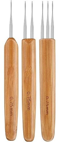 3 Stück Dreadlock Häkelnadel, Bambus Nadel Weben Häkeln, Häkelnadel für Haare, Haarhäkelnadel für Braid Craft, Flechtwerkzeuge für verschiedene Flechten