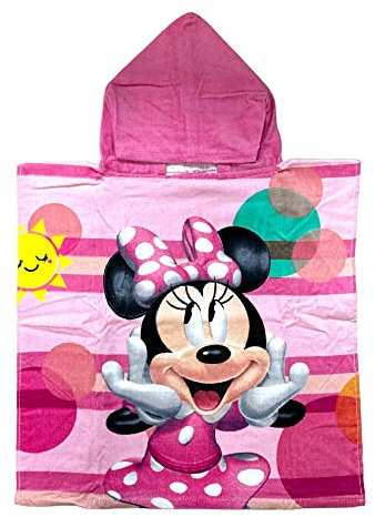 variouss Toalla de Poncho para Playa, Toalla Infantil con Capucha de Licencia Oficial (Minnie Mouse P013)