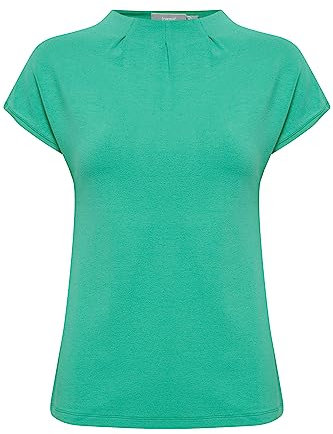 fransa FRZASKATER Damen T-Shirt Kurzarm Shirt Rundhalsausschnitt Kurze Ärmel mit überschnittener Schulter und hochabschließendem Kragen, Größe:L, Farbe:Holly Green (165932)