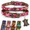 ALTEZAR Hundehalsband Leder - braunes Rindsleder Tribal Rosa/Pinkes durchgehend Bestickt - Handgemacht in Mexiko Lederhalsband Hund - Größe XS - für sehr kleine Hunde