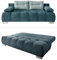 Federkern Schlafsofa 205 cm breit, 2er Couch mit Liegefläche 140 x 200 cm, Zweisitzer-Sofa mit Liegefunktion, Bezug Microfaser in Blau Petrol, Rückenkissen in Mint / 17212