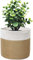 KMERCE Grand Pot de Fleurs Tressé, Cache Pot Plante Interieur, Panier à Plantes en Corde de Coton pour décoration Intérieure, Panier de Rangement pour Jouets, Vêtements - Diamètre 30cm (Jaune+Blanc)
