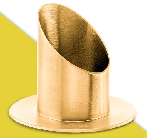 WikaKerzen Kerzenleuchter für Kerzen - Kerzenständer in Silber & Gold gebürstetem Messing Metall - Kerzenhalter für Kommunionkerze (Gold, Ø 4 cm)