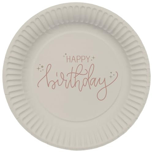 Folat 68702 Dekoration Rosa, Creme, Champagner Gold-Teller-Crème Rose-23 cm-8 Stück-Eine raffinierte, Junge und lebendige Geburtstags Happy Birthday Geschirr für Frauen und Mädchen