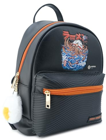Ilustrata Backpack (Dark Ramen - Design) Schwarz - Hochwertiger Rucksack mit 2 Reißverschlusstaschen Vorne, 2 Fächer Innen, H 44 cm x B 18 cm – Offizielles Lizenzprodukt