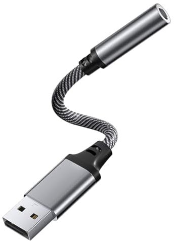 Adaptador Audio USB a Jack 3,5 mm, Adaptador USB a Audio Auxiliar Jack, Compatible con Auriculares, Computadora Portátil, PC, Altavoz, y Más (Gris)