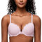 Deyllo Damen Push Up BH mit Blumen Spitze Schalen Bügel BH Gepolstert Elegant Hellrosa 90B