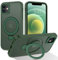 DOMAVER Case for iPhone 12 Mini, Magnetic [Compatible with mag-safe] Stand Holder Shockproof Matte Cover Anti-Yellowing Cover Hard Slim Frosted Matte Phone Cases for iPhone 12 Mini 5.4, Green