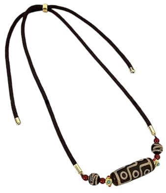 Traditionelle tibetische Dzi-Perlen-Halskette, handgefertigt, neun Augenschutz, Symbol, Halskette für Energieausgleich, Rituale, Weisheiten, Kraftschutz, Schmuck