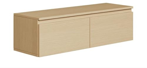 Selsey Hängeboard Bemmi 28,4x100x31,8 cm, Minimalistisches TV Lowboard, Lindberg-Eiche, Hochwertige Spanplatte mit ABS-Kanten, Zwei Klappenfächer,Melaminbeschichtet, Ideal fürs Wohnzimmer