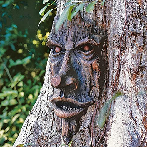 Gonetre Baumskulptur Baum Gesicht Dekoration Baum Hugger Yard Kunst für Garten Außendekoration Harz Statue 24,6 cm Breit 14,1 cm Tief 6 cm Hoch (Baumgesicht W43)