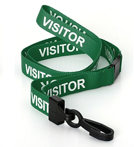 CKB Ltd® 10x Green VISITOR LANYARDS Breakaway Safety Band Halsband Plastik-Clip For ID Card Ausweiskartenhalter Schlüsselband mit Sicherheitsverschluss Schlauchband Holder Für Veranstaltungen Events Ausweise Messen Namensschilder
