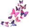 3D Schmetterlinge Doppelflügel Effekt Blumen 12er Set Dekoration Wandtattoo (Pink-Lila)
