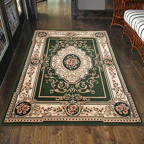 Carpeto Klassisch Orientteppich & Perserteppich mit Orientalisch Ornamente Muster Kurzflor in Grün/TOP Preis - ÖKO TEX (180 x 250 cm)