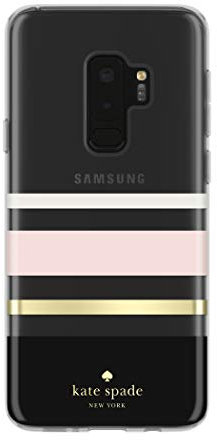 Kate Spade New York Handyhülle | für Samsung Galaxy S9 Plus | Schutzhülle Transparent Kristall Handyhülle mit Slim Design und Fallschutz - Charlotte Stripe Schwarz/Creme/Gold