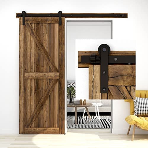 304cm/10FT Schiebetürsystem Zubehörteil Laufschiene Schiebetürbeschlag Holzschiebetür Komplettset Schiebetür Schiene Set Schwarz/sliding barn door hardware