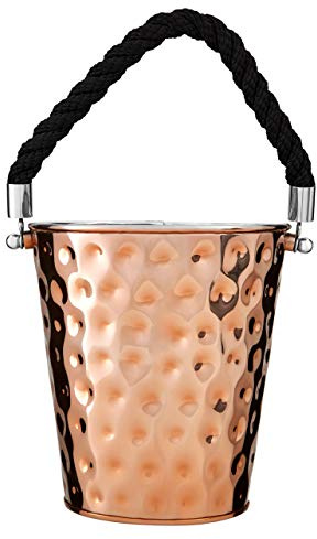 Miressa Party Bucket, Hammered Effect/Rope Handle, Copper Stainless Steel, Medium