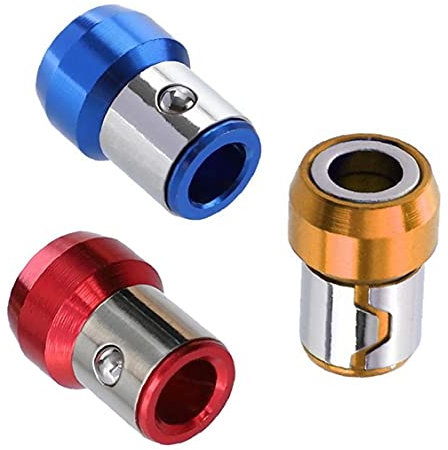 Universal Powerful Magnetic Ring Full Metal Screwdriver Head Plus Magnet Red Yellow Blue Screw Magnetic Bracket 3pcs 6.35mm