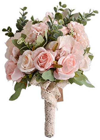 GUMEI Brautstrauß Hochzeit Brautstrauß Künstliche Rose Eukalyptus Blätter mit Blumen Dekor