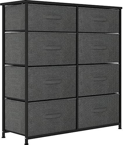 YITAHOME Chest of Drawers, Non-Woven Fabric 8-Drawer Storage Organizer Unit for Bedroom Living Room Closet, Sturdy Steel Frame, Easy Pull Fabric Bins & Wooden Top, Fabric Dresser