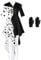 KUJAIS Deguisement Cruella d enfer Femme, Deguisement Femme Carnaval, Costume Cruella Deville 101 Dalmatiens Robe à Pois pour Halloween Mardi Gras Cosplay (L)