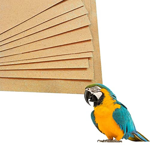55 Pcs Gravel Paper for Bird Cage, Bird Cage Paper Liner,SandPaper Perch Covers, Bird Grinding Sandpaper, Easy Clean Pet Sandpaper, Light Yellow Sandpaper for Small Parrots Cockatiels Parakeets
