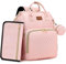 ROSEGIN Wickeltasche Rucksack Großer Wickelrucksack mit Wickelunterlage, Isoliertaschen & Kinderwagenbefestigung, Wasserdicht & Leicht, Babytasche für Mama und Papa, Rosa