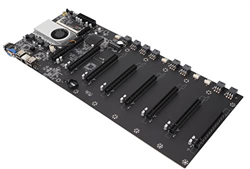 BTC T37 Mining Motherboard CPU Combo, LGA1155 Mining Machine Motherboard Integrated for Celeron CPU 1037U, Support 8 GPU, DDR3 SODIMM Slot, VGA, HDMI for Ethereum Coin
