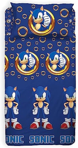 hermet Sonic, Set Lenzuolo Singolo Cameretta, Una Piazza, Completo Letto, Lenzuolo Sopra, Lenzuolo Sotto Con Angoli, Federa, 100% Cotone, Prodotto Ufficiale