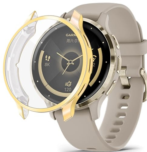 Funda compatible con Garmin Venu 3S con protector de pantalla, TPU flexible, a prueba de golpes, a prueba de arañazos para Garmin Venu 3S Smartwatch 41mm (dorado)