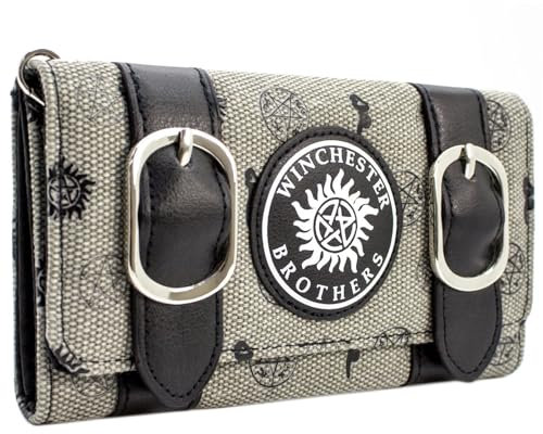 Super Natural Winchester Bros Teufelsfalle Emblem Geldbörse/Portemonnaie Dreifach mit Münzfach & Kartenhalter, Grau