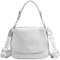 OBC Damen Tasche Shopper Hobo Bag Schultertasche Cross Over Body Bag Umhängetasche Beuteltasche Handtasche Henkeltasche Leder Optik Leder Optik Silber