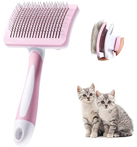 Vinabo Cat Brush,Dog Brush Cat Grooming Comb,Self Cleaning Pet Slicker Brushes,for Short Haired Cats, Small Dog Grooming Brush Safe and Smooth,Cat Massage Clean Tangled(Pink)