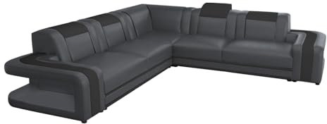 HTI living Ecksofa Cerik Grau Couch Wohnlandschaft Kunstleder mit verstellbaren Kopfstützen