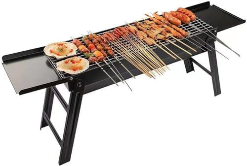 Edelstahl-Grill, tragbarer, zusammenklappbarer Holzkohlegrill, Desktop-Grill for Picknick, Garten, Terrasse, Campingausflug im Freien, geeignet for Outdoor-Camp-Party-Picknick-Reisen