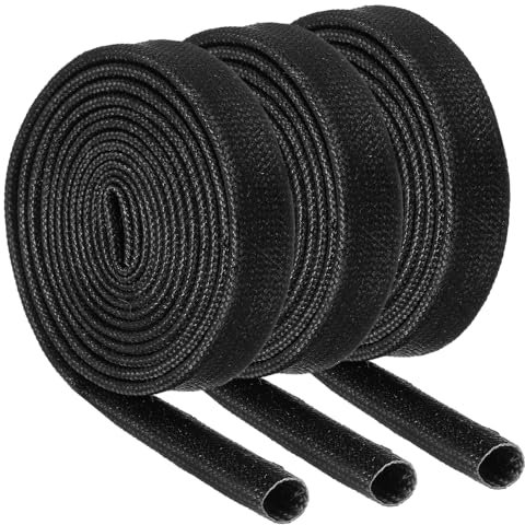QUARKZMAN 3 Piezas Trenza de Aislamiento de Cable Manguito Ignífugo 3.28 Pies - 6 mm ID Negro Manguito de Fibra de Vidrio Recubierto de Silicona para Líneas de Manguera Automotriz