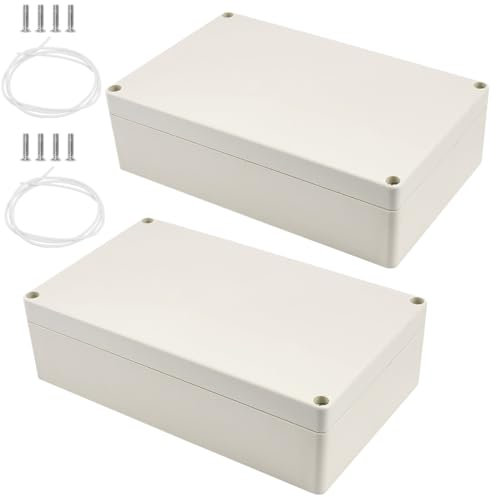ADERTOS 2 Scatole di Derivazione, Scatole di Giunzione Impermeabili IP65, Cassetta Elettrica Esterna 200 x 120 x 50 mm, Scatola di Giunzione Elettronica di Cablaggio/Derivazione in Plastica, Bianco