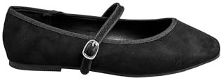 Yours - Faux Suede Mary Jane Ballerina Pumps in Extra Wide Eee Fit - Women's Black