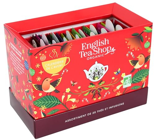 English Tea Shop Calendrier de l'Avent Thés Bio 25 Sachets Cartes Rouge