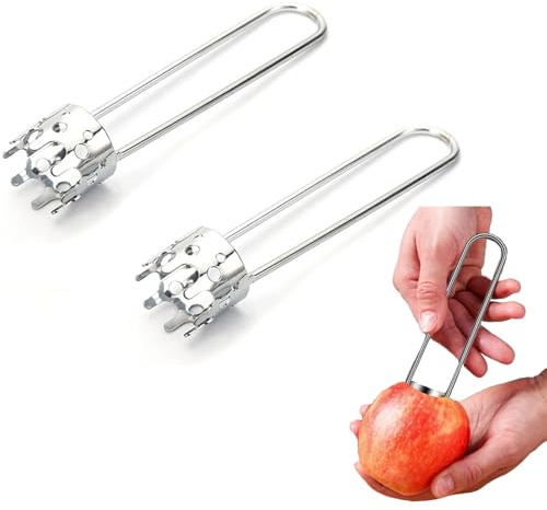 Shirene Stainless Steel Apple Corers,2 Pack Multifunctional Fruit & Vegetable Corer Tool for Apples,Peppers,Pears,Core Remover & Seed Remover Set (15.5x3.4cm)