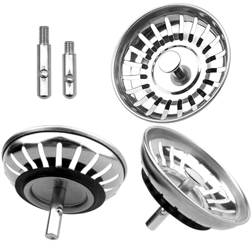 Universal Spüle Stöpsel 80 mm, Siebkörbchen Spülbecken Waschbeckenstöpsel, Abflussstopfen aus Edelstahl Sieb für Küche Spülbecken (1 Stück)