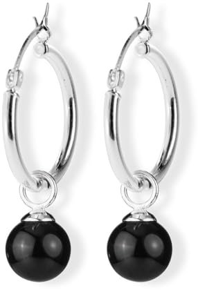 Heartbreaker Ohrring Einhänger aus der Kollektion Style & Go/Einhänger für Creolen Perle Schwarz 925 Sterling Silber nickelfrei/LD MR 31-BL