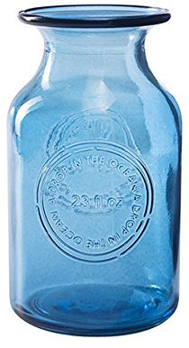 1 Stück Vase H 16 cm/dm 9cm Ocean Blau mit Prägung für die perfekte Tischdekoration