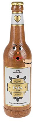 Colours-Manufaktur Räucherflasche - Räucherfigur Räuchermännchen Räuchergefäß Bier Sekt Bierflasche Jubiläum Vatertag Muttertag (Longneck 0,5 - Bester Papa, braun)