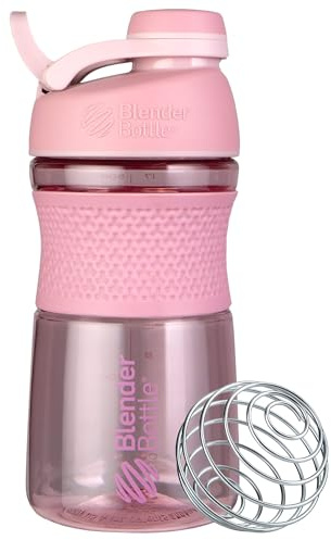 BlenderBottle SportMixer - Botella mezcladora perfecta para batidos de proteínas y entrenamiento previo, 20 onzas, rosa