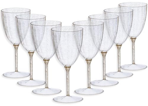 Decorline Générique Decor 8 VERRES À VIN LUXE 200ML - PAILLETÉ OR