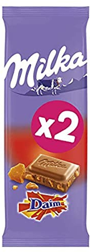 Milka Daim Tablette de Chocolat Lait, 2 x 100g