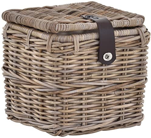 Korbtruhe Allzweck Korb Aufbewahrung mit Deckel Box Spielzeugtruhe Natur Rattan Grau (Klein, Quadratisch)