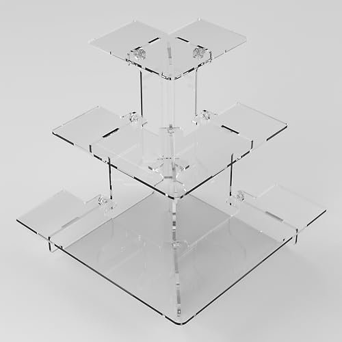 Acryl-Regal für Amiibo Funko Pop-Figuren, Parfüm- und Köln-Organizer, 3-stöckiger Cupcake-Ständer, Dessert-Halter, Kristalle, Sammlerstücke, Dekoration auf der Tischplatte (L-förmige